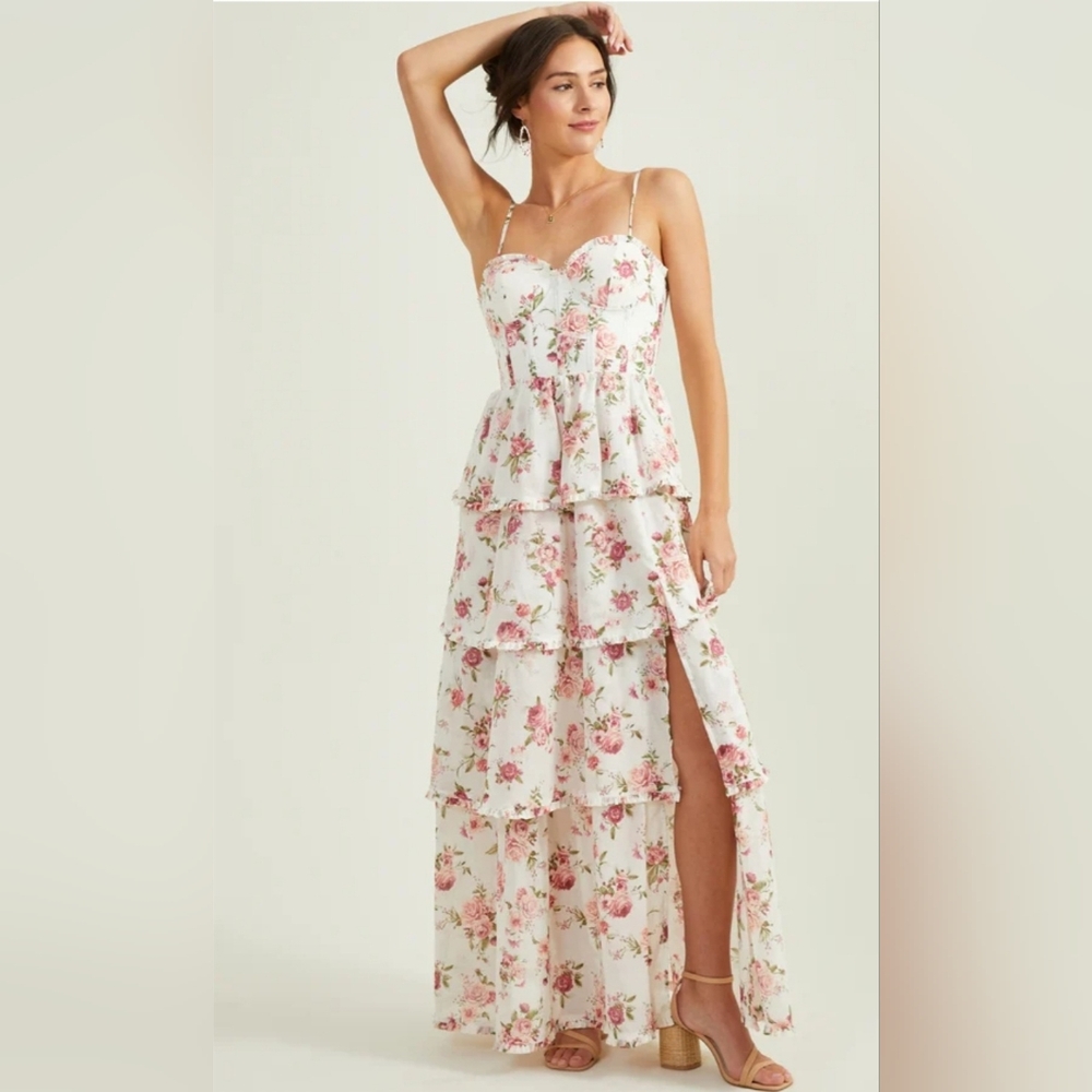 NWT - Floral Tiered Maxi Dress - Altar'd State - XL (CORSET TOP) 🌸⚘️🌷